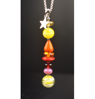 Collier "Éclat de Joie "multicolore" en perles de verre filé - acier inoxydable