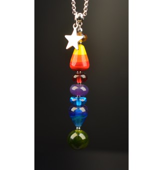 Collier "Éclat de Joie "multicolore" en perles de verre filé - acier inoxydable