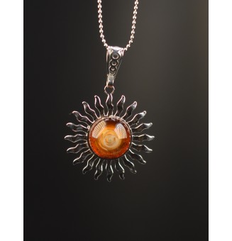 Collier Soleil ambré en Acier Inoxydable avec Perle de Verre Filé 43+3 cm