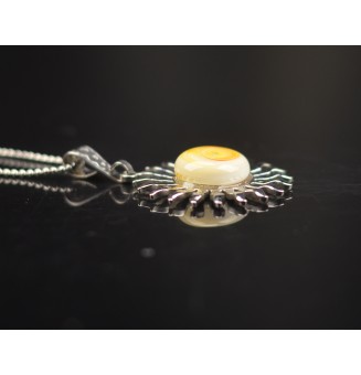 Collier Soleil jaune en Acier Inoxydable avec Perle de Verre Filé 45 cm