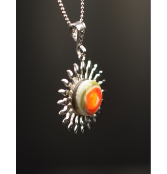 Collier Soleil Multicolore en Acier Inoxydable avec Perle de Verre Filé