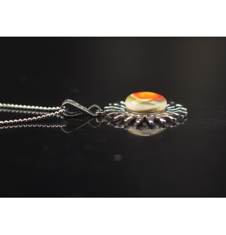 Collier Soleil Multicolore en Acier Inoxydable avec Perle de Verre Filé
