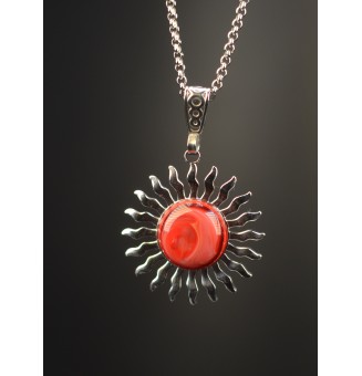 Collier Soleil rouge rosé...