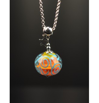 Collier "multicolore" en Perles de Verre et acier inoxydable 76 cm + 3