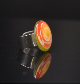 Bague en Verre Filé au Chalumeau "multicolore"  - acier INOXYDABLE