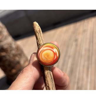 Bague en Verre Filé au Chalumeau "multicolore"  - acier INOXYDABLE
