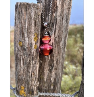 Collier "rose caramel" en Perles de Verre et acier inoxydable