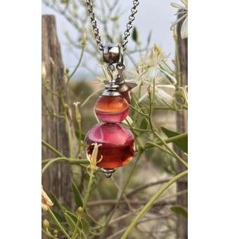 Collier "rose caramel" en...