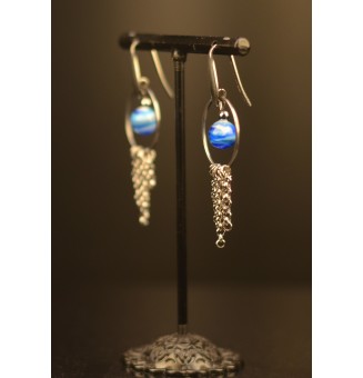 Boucles d'oreilles en perles de verre filé - mélange de bleus et design moderne