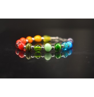 Bracelet "multicolore" en perles de verre filé – Un éclat de couleurs à votre poignet (18.5 à 19.5  cm)