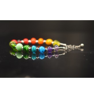 Bracelet "multicolore" en perles de verre filé – Un éclat de couleurs à votre poignet (18.5 à 19.5  cm)