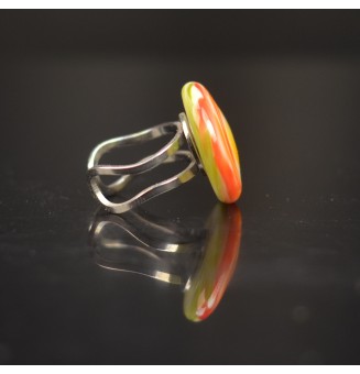 cabochon artisanal en verre "MULTICOLORE" pour bague ou collier interchangeable en verre  (sans le support )