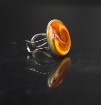 cabochon artisanal en verre "MULTICOLORE" pour bague ou collier interchangeable en verre  (sans le support )