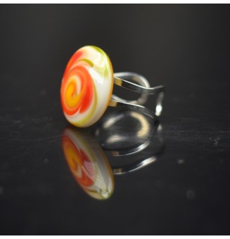 cabochon artisanal en verre "MULTICOLORE" pour bague ou collier interchangeable en verre  (sans le support )
