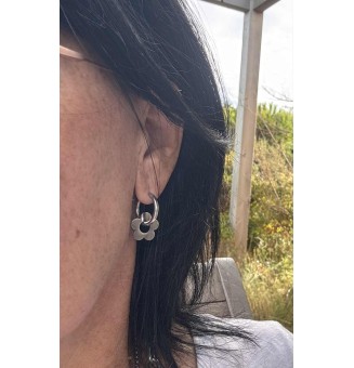 Boucles d’oreilles créoles modulables – acier inoxydable - avec 2 breloques interchangeables