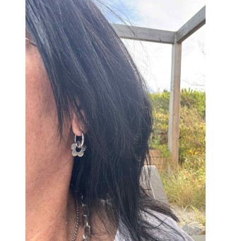Boucles d’oreilles créoles modulables – acier inoxydable - avec 3 breloques interchangeables