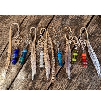 Marque-page en métal avec perles de verre filé au chalumeau 12 cm  – Liloo Créations