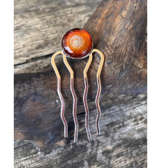 Barrette à cheveux avec cabochon en verre ambré – Liloo Créations