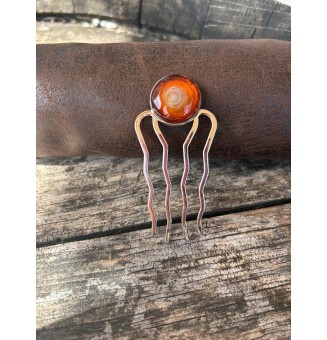 Barrette à cheveux avec cabochon en verre ambré – Liloo Créations
