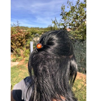 Barrette à cheveux avec cabochon en verre ambré – Liloo Créations