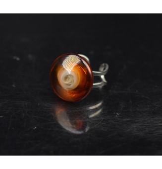 cabochon artisanal en verre "dégradé ambré" pour bague ou collier interchangeable en verre  (sans le support )