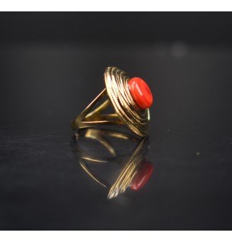 Bague en Verre Filé au Chalumeau "rouge"  - acier INOXYDABLE doré