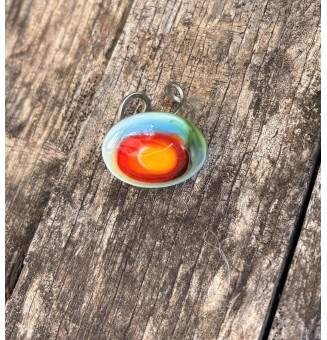 cabochon artisanal multicolore en verre pour bague ou collier interchangeable en verre  (sans le support )