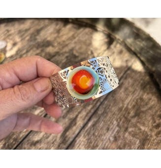 cabochon artisanal multicolore en verre pour bague ou collier interchangeable en verre  (sans le support )