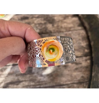 cabochon artisanal multicolore en verre pour bague ou collier interchangeable en verre  (sans le support )