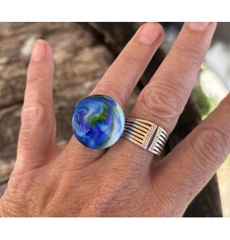 cabochon artisanal en verre pour bague ou collier interchangeable en verre  (sans le support )