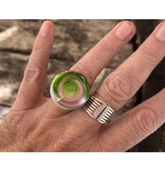 cabochon artisanal multicolore en verre pour bague ou collier interchangeable en verre  (sans le support )