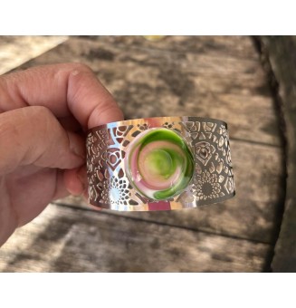 cabochon artisanal multicolore en verre pour bague ou collier interchangeable en verre  (sans le support )