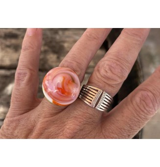 cabochon artisanal multicolore en verre pour bague ou collier interchangeable en verre  (sans le support )