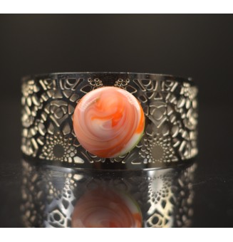 cabochon artisanal multicolore en verre pour bague ou collier interchangeable en verre  (sans le support )