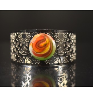 cabochon artisanal multicolore en verre pour bague ou collier interchangeable en verre  (sans le support )