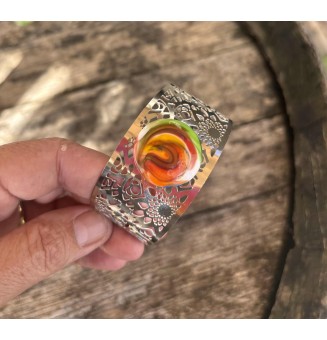 cabochon artisanal multicolore en verre pour bague ou collier interchangeable en verre  (sans le support )