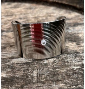 Bracelet manchette réglable pour cabochon interchangeable - acier inoxydable