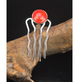 Barrette à cheveux avec cabochon en verre rouge – Liloo Créations