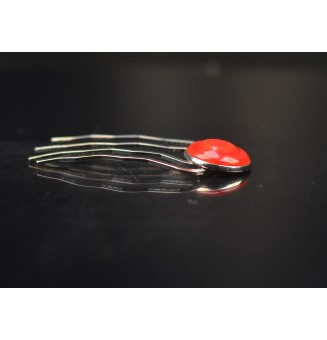 Barrette à cheveux avec cabochon en verre rouge – Liloo Créations