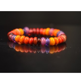 Bracelet Élastique multicolore en Perles de Verre artisanales filées au chalumeau