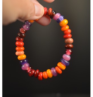 Bracelet Élastique multicolore en Perles de Verre artisanales filées au chalumeau