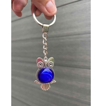 Bijou de sac / Porte-clés Hibou avec cabochon en verre – Création artisanale Liloo Créations