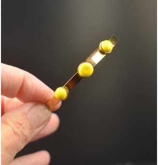 Bracelet rigide réglable acier inoxydable Doré – Cabochons en verre filé jaune fluo