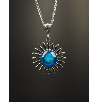 Collier Soleil bleu vert en...