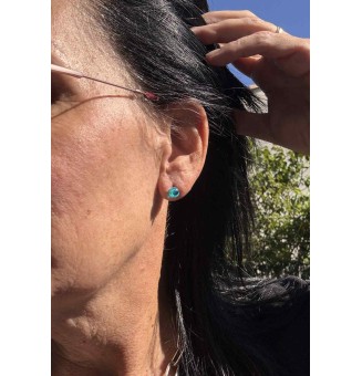 puces d'oreilles Acier Inoxydable en verre bleu VERT