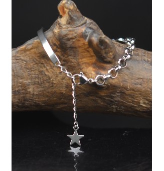 Bracelet demi-jonc en acier inoxydable avec perles de verre filé – bleu pétrole
