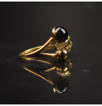 Bague réglable acier inoxydable doré avec perle de verre – Nouveau modèle - noit