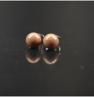 puces d'oreilles Acier Inoxydable en verre "MARRON"
