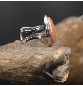 Bague Marron en acier inoxydable avec perles de verre diametre 2.3 cm