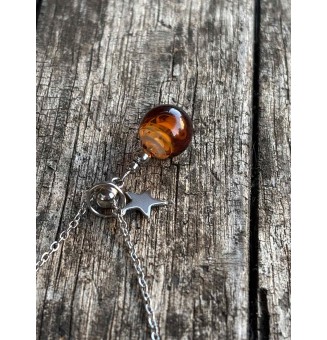 Collier court “écalt ambré” en perle de verre filée – création artisanale